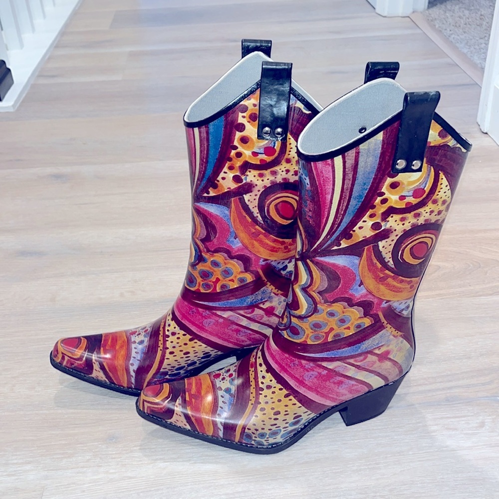 Nomad Yippy Rubber Rain Boots Turquoise Monet NEW